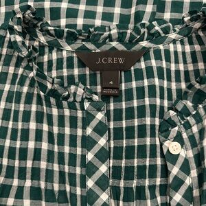 J Crew Pintuck Plaid Blouse 4 EUC